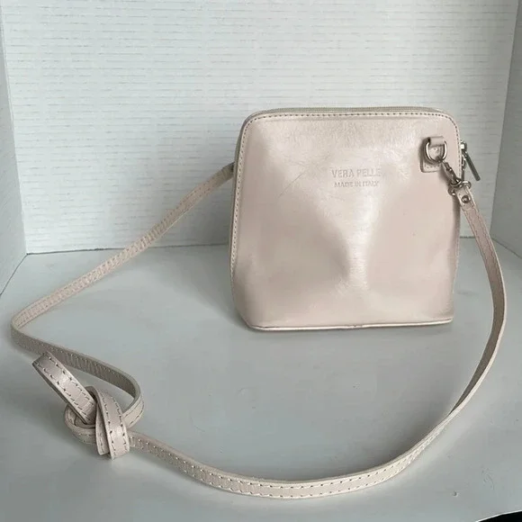 Vera Pelle light pink cross body purse - Picture 1 of 11
